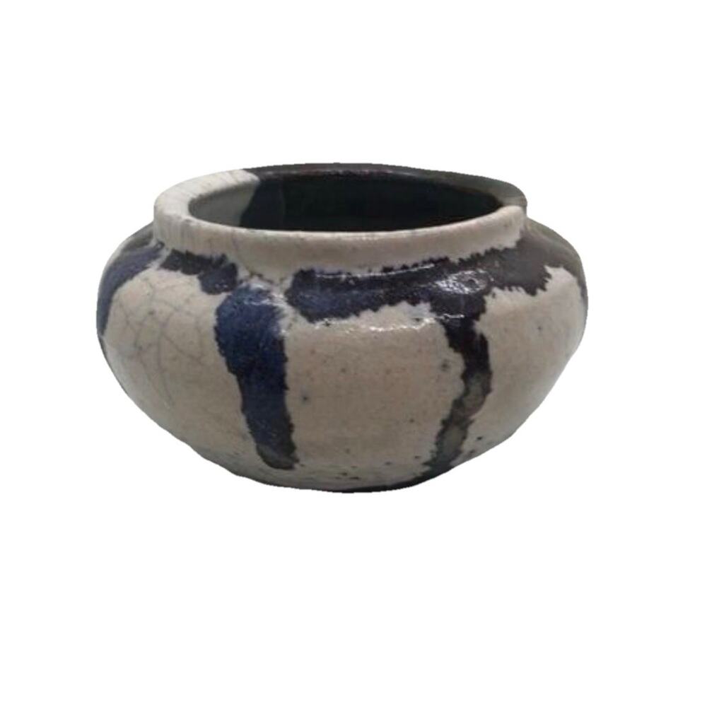 Vintage Studio Pottery Glazed Planter Pot Bowl 3.5” H X 4”—Signed Abstract Art